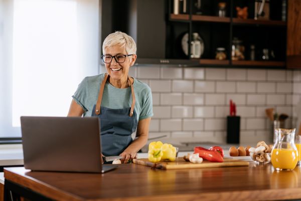 Woman trying a new recipe