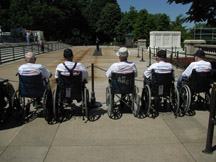 Six veterans in wheelchairs