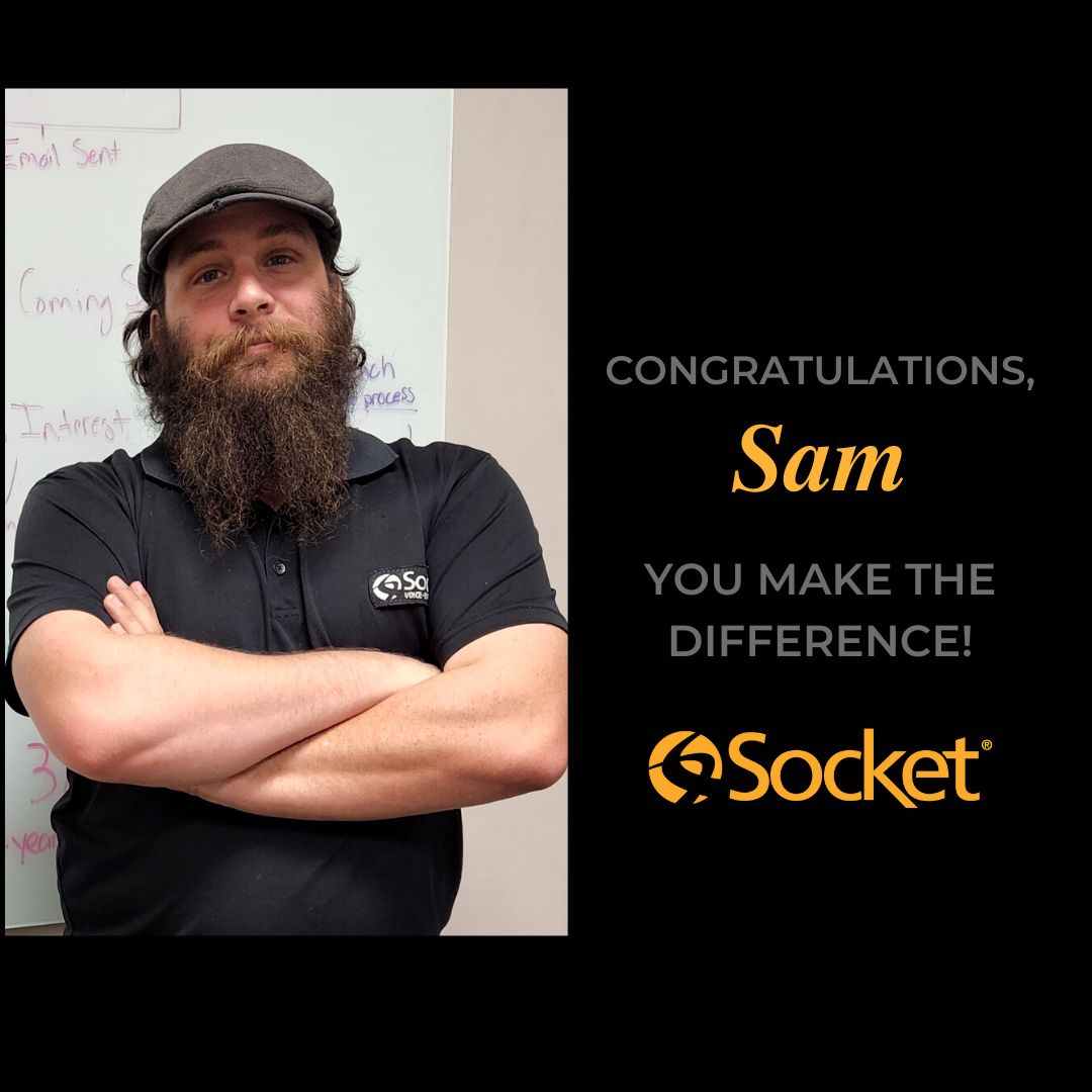 photo of sam hall crossing his arms with a look of delight. text reads "Congrats, sam. You make the difference"
