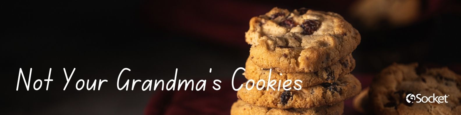 chocolate chip cookies stacked on top of each other with the caption Not Your Grandma's Cookies