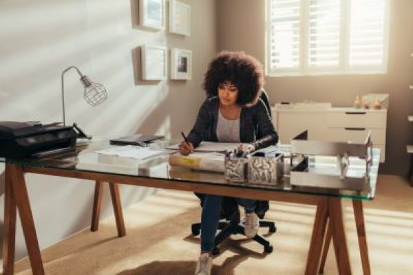 Woman working from home